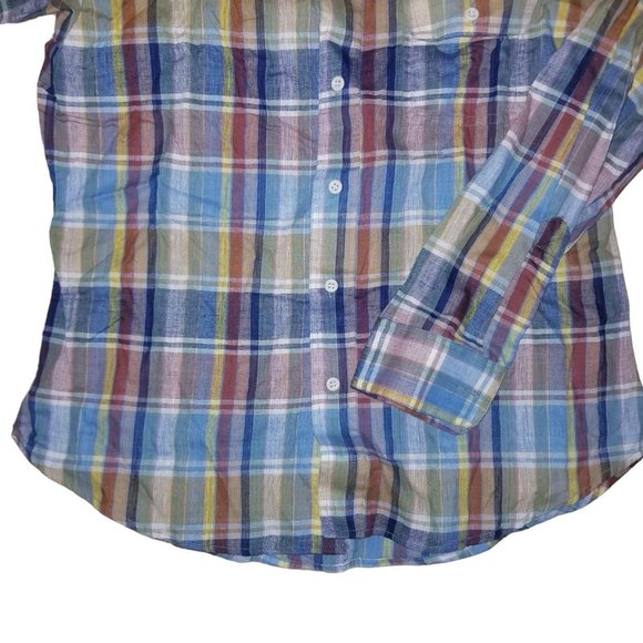 VTG 80's NWT Yuri Men's Button Down Plaid Long Sleeve Casual Shirt Size 18 S - Picture 4 of 4